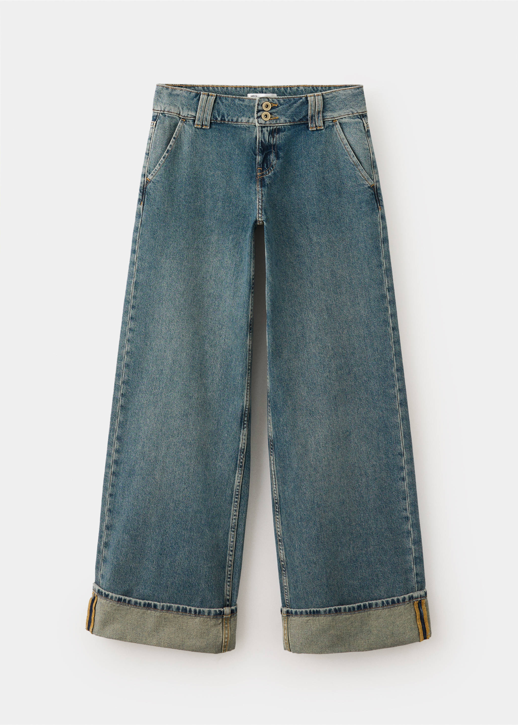 Jean large à revers - Article sans modèle, Bleu foncé vintage. Ref: 37084789-00.