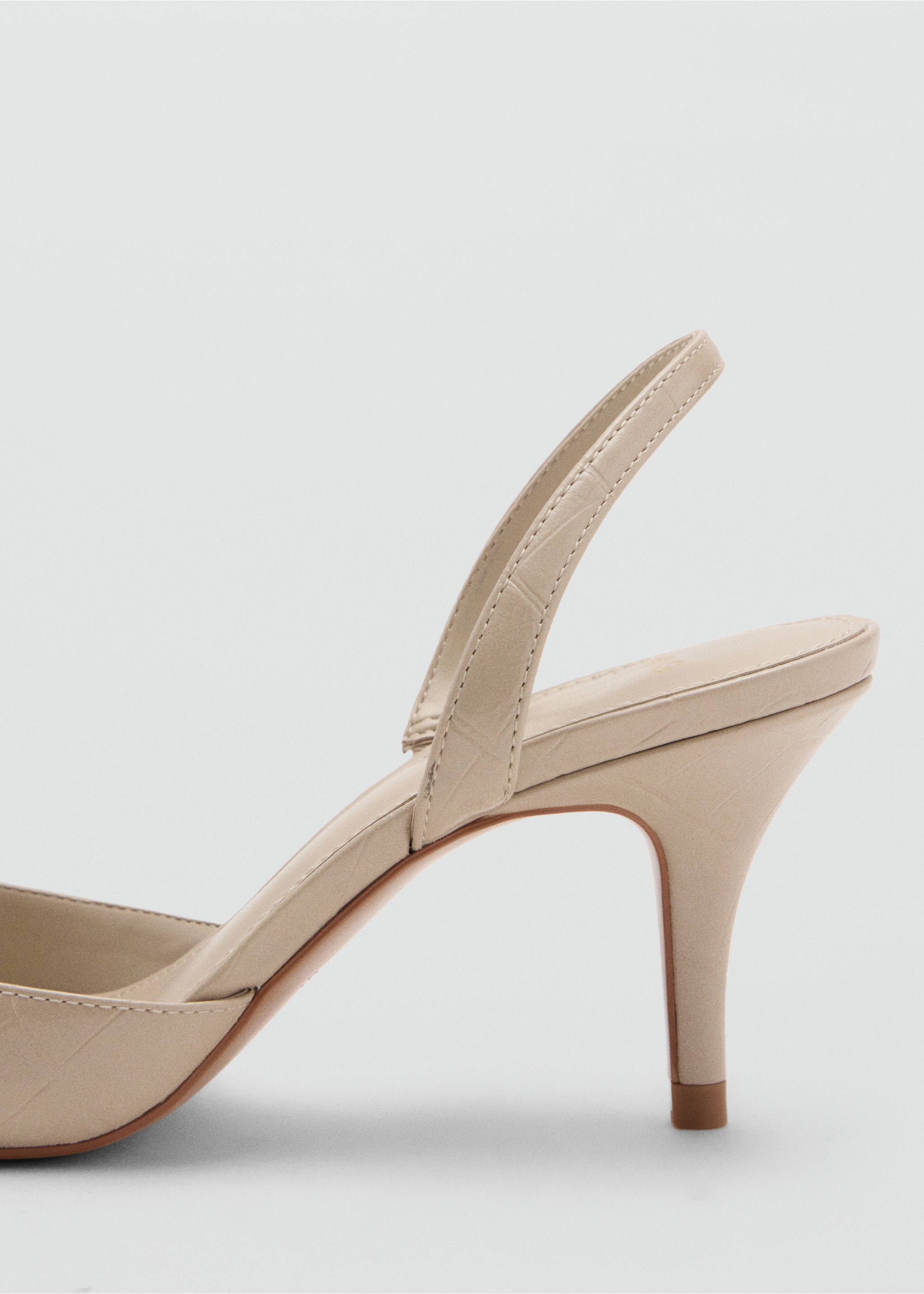 Coconut-toe high-heeled shoe - Details of the article 1, Ecru. Ref: 37084790-00.