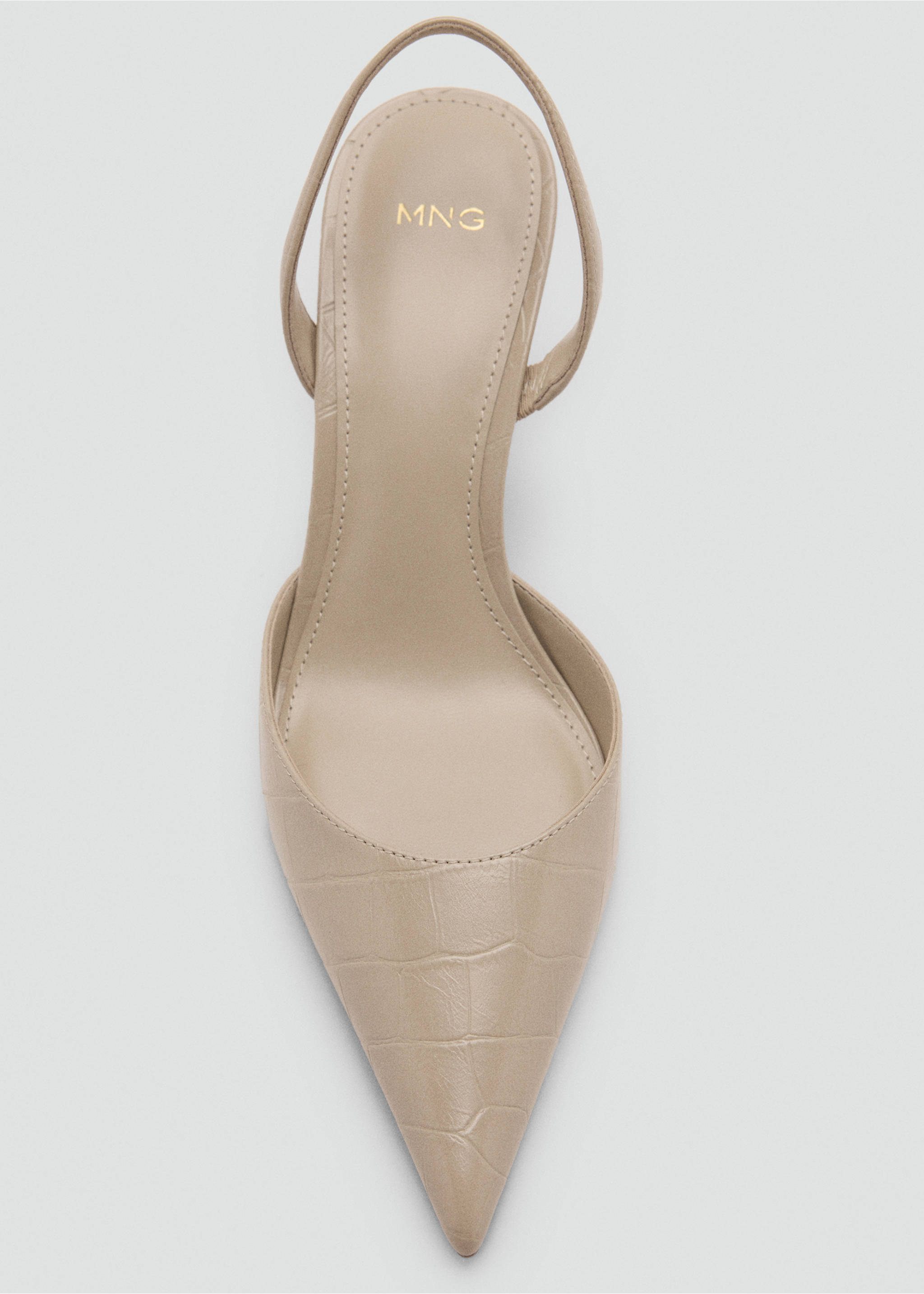 Coconut-toe high-heeled shoe - Details of the article 3, Ecru. Ref: 37084790-00.