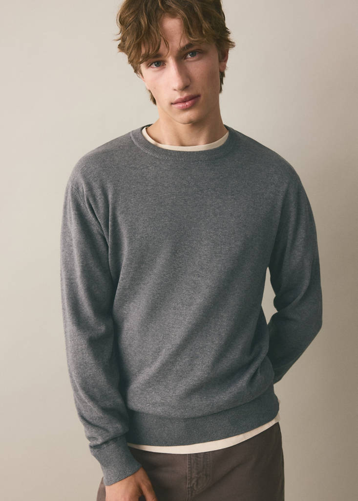 Knitted cotton sweater — Medium Heather Grey