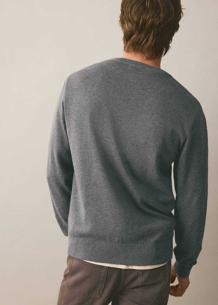 Knitted cotton sweater — Medium Heather Grey