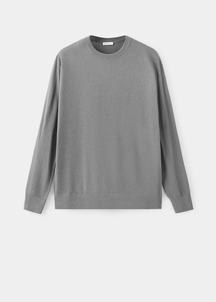 Knitted cotton sweater — Medium Heather Grey