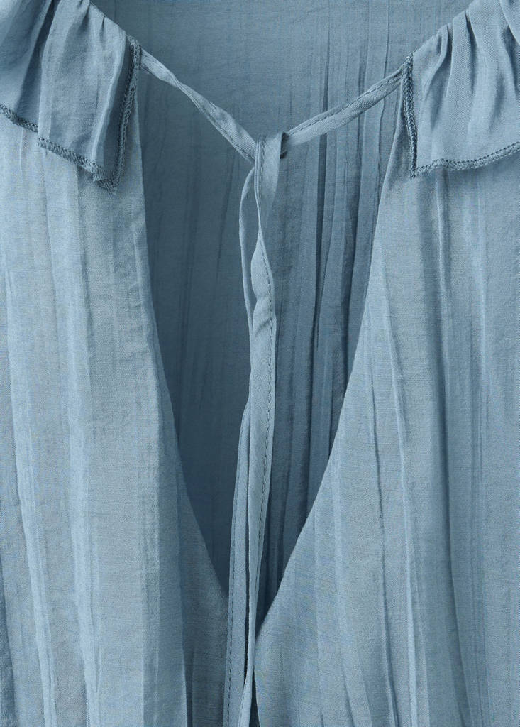 Pleated blouse with ruffles — Sky Blue