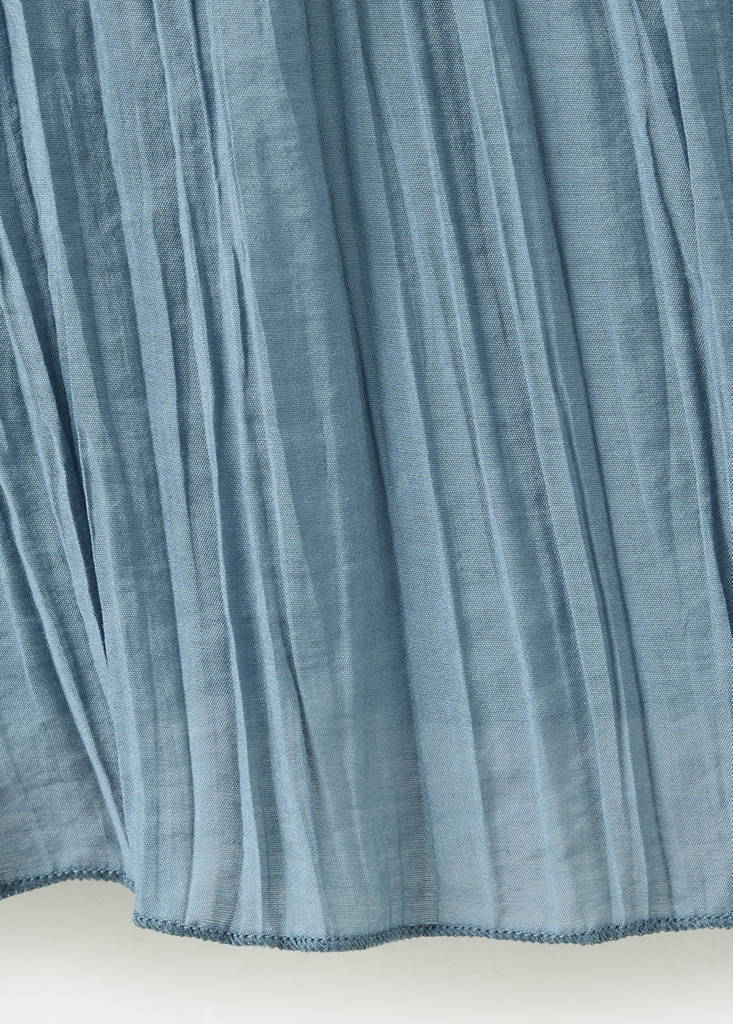 Pleated blouse with ruffles — Sky Blue