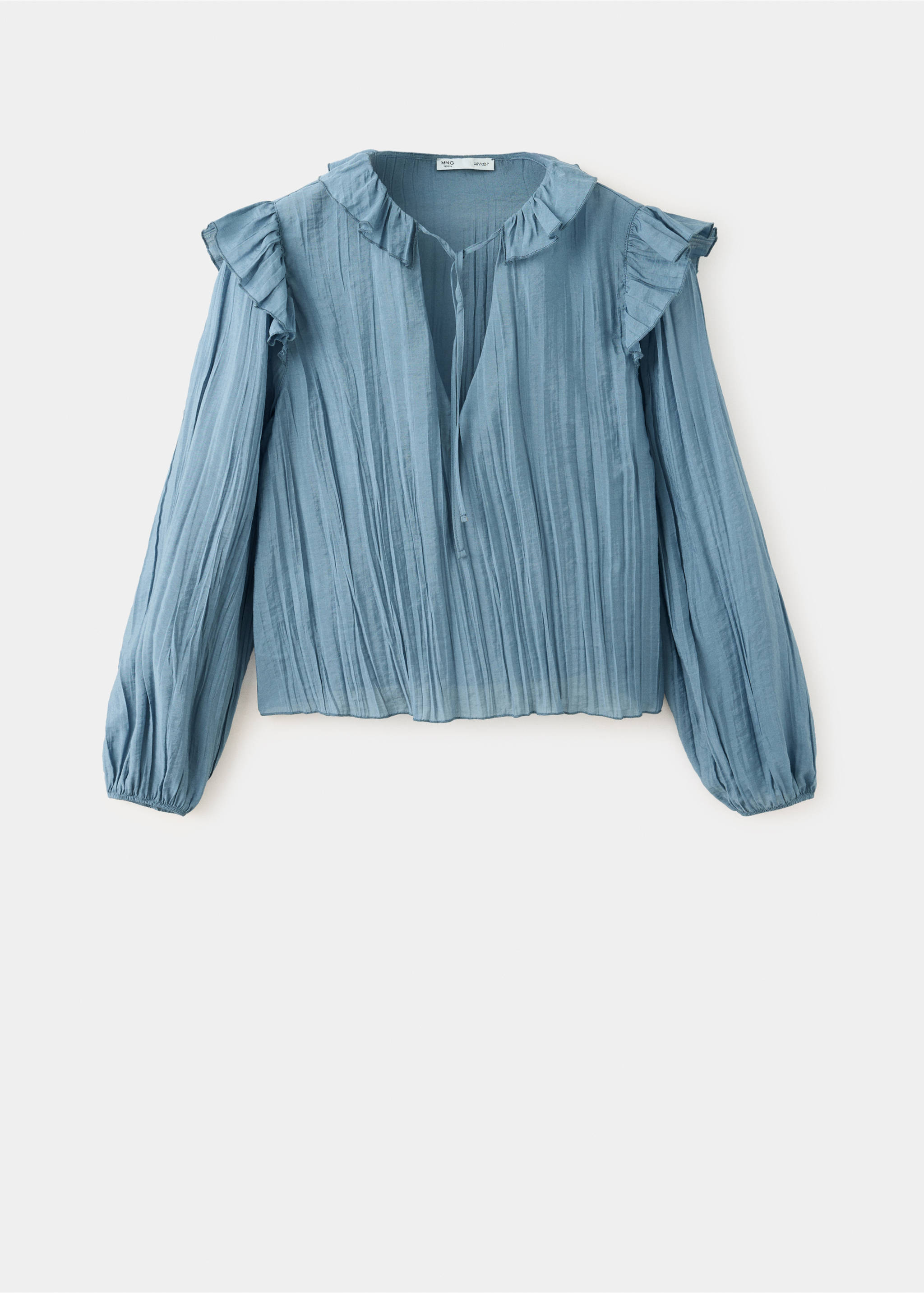 Blouse plissée volants - Article sans modèle, Bleu ciel. Ref: 37084794-00.