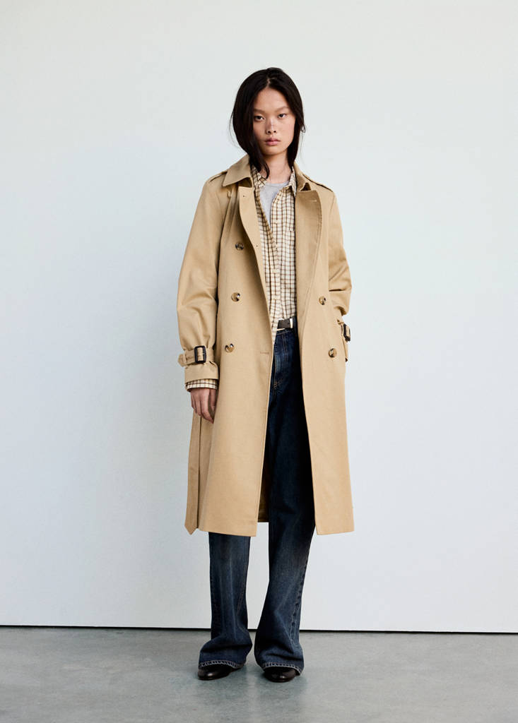 Long trench coat with belt — Beige