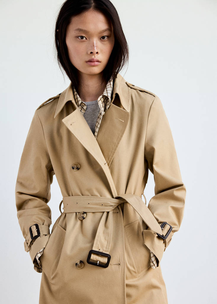 Long trench coat with belt — Beige