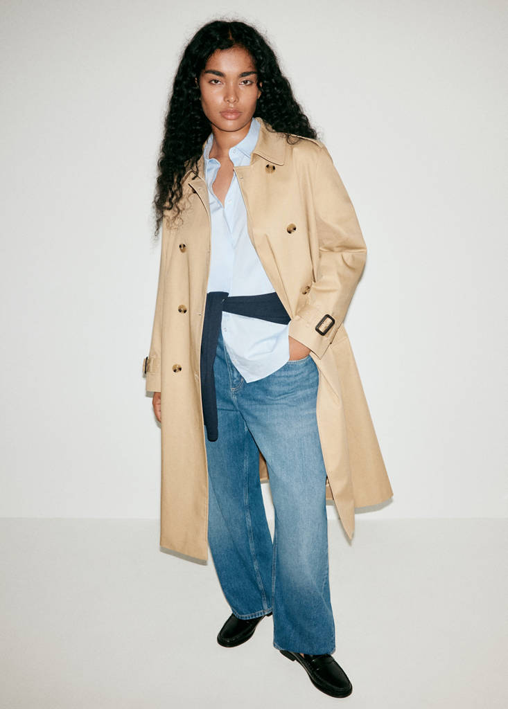 Long trench coat with belt — Beige