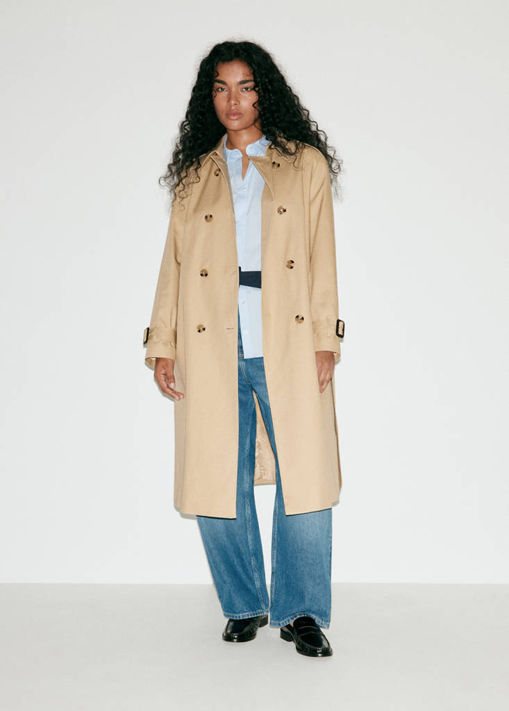 Long trench coat with belt — Beige