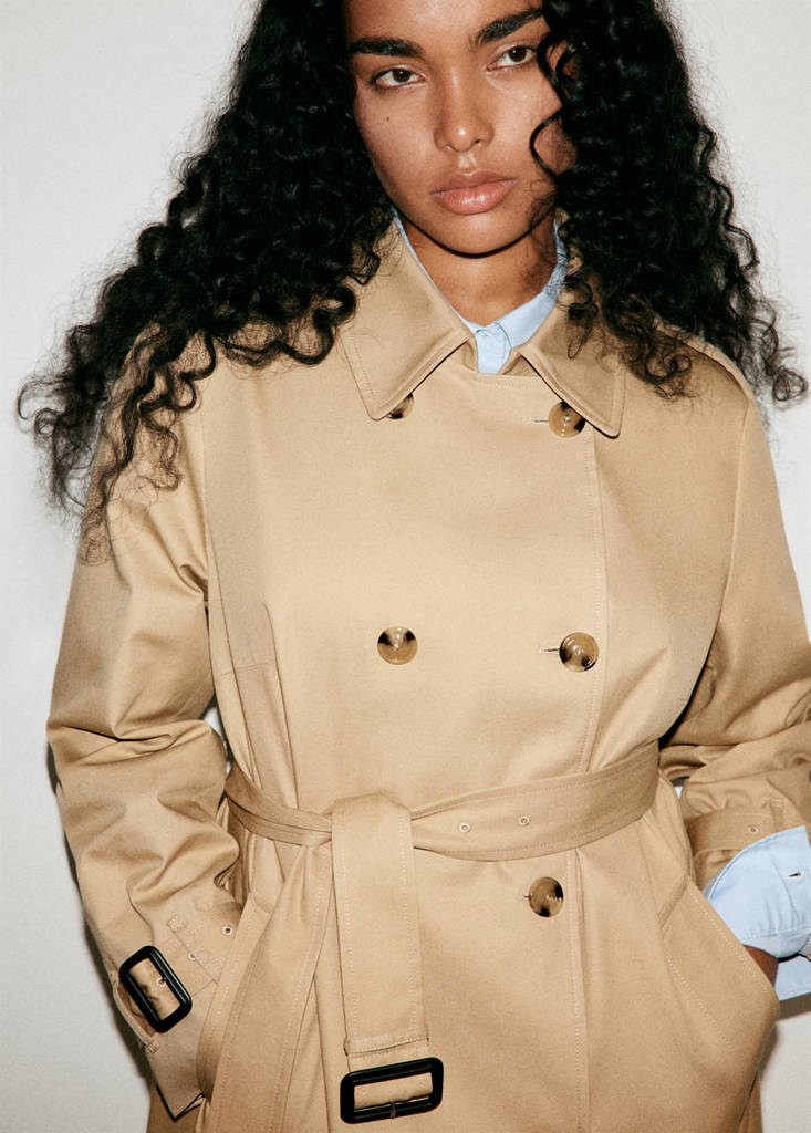 Long trench coat with belt — Beige