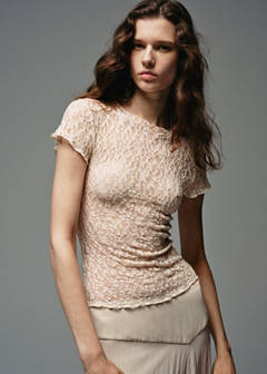 Short-sleeve lace T-shirt — Ecru 1
