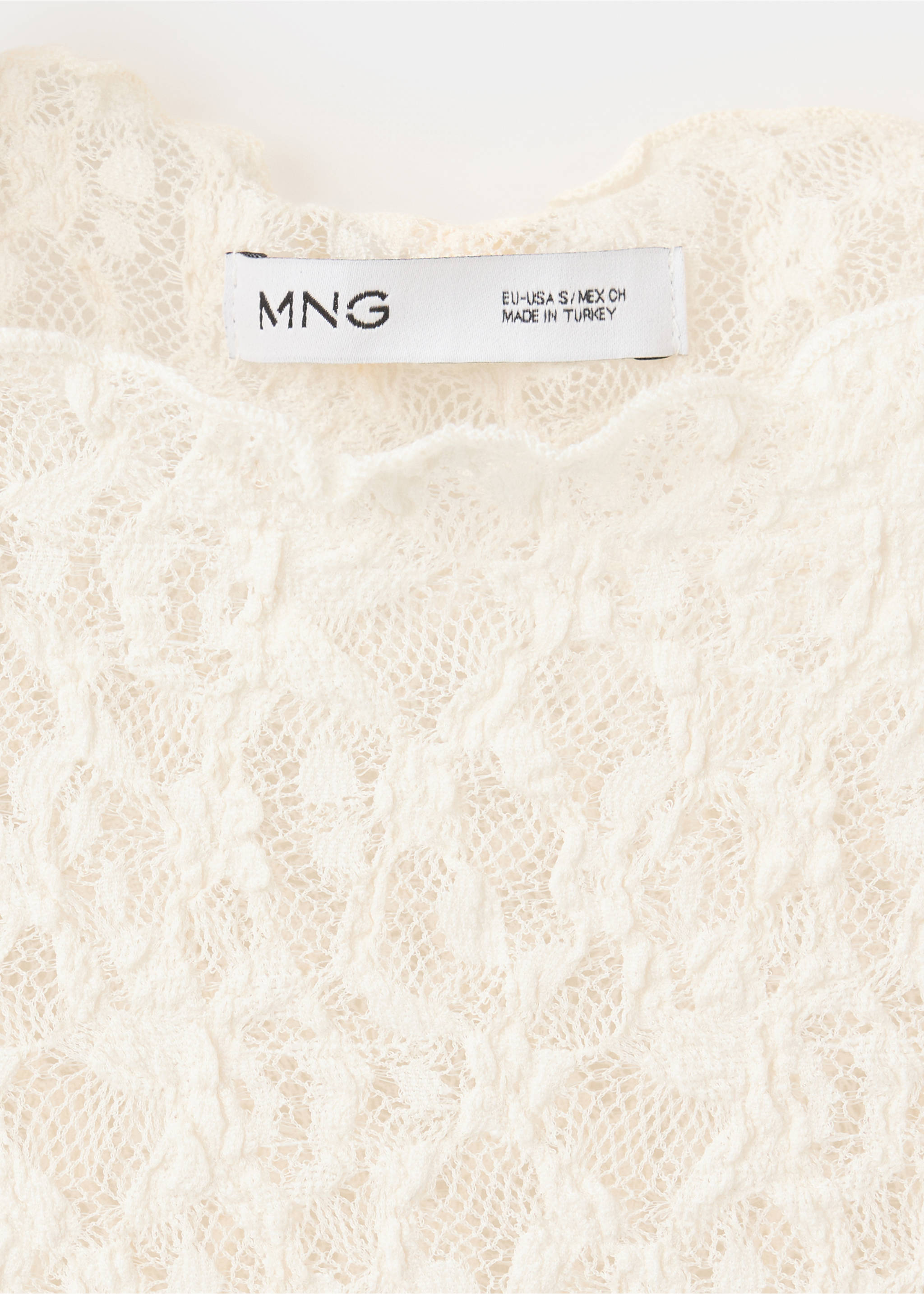 Lace T-shirt - Details of the article 8, Ecru. Ref: 37084796-00.