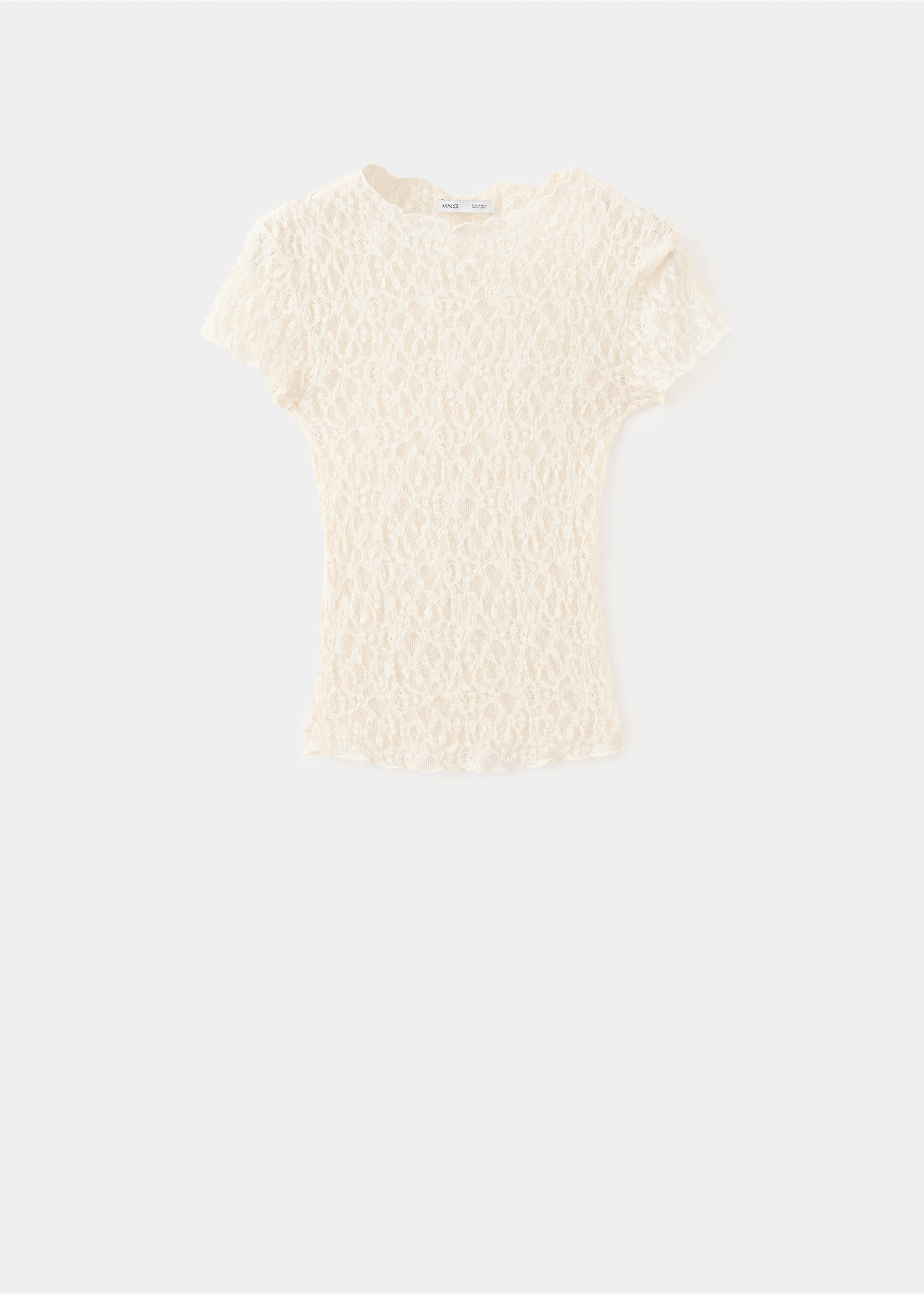 Lace T-shirt - Article without model, Ecru. Ref: 37084796-00.