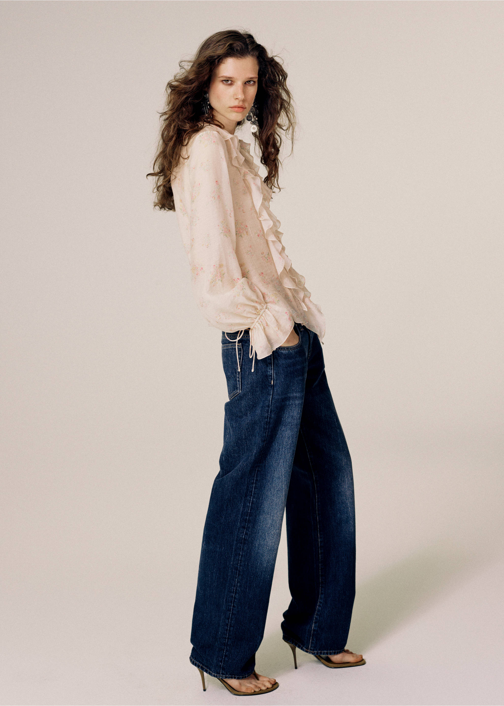 Jeans balloon tiro bajo - Plano general, Azul oscuro. Ref: 37084802-00.