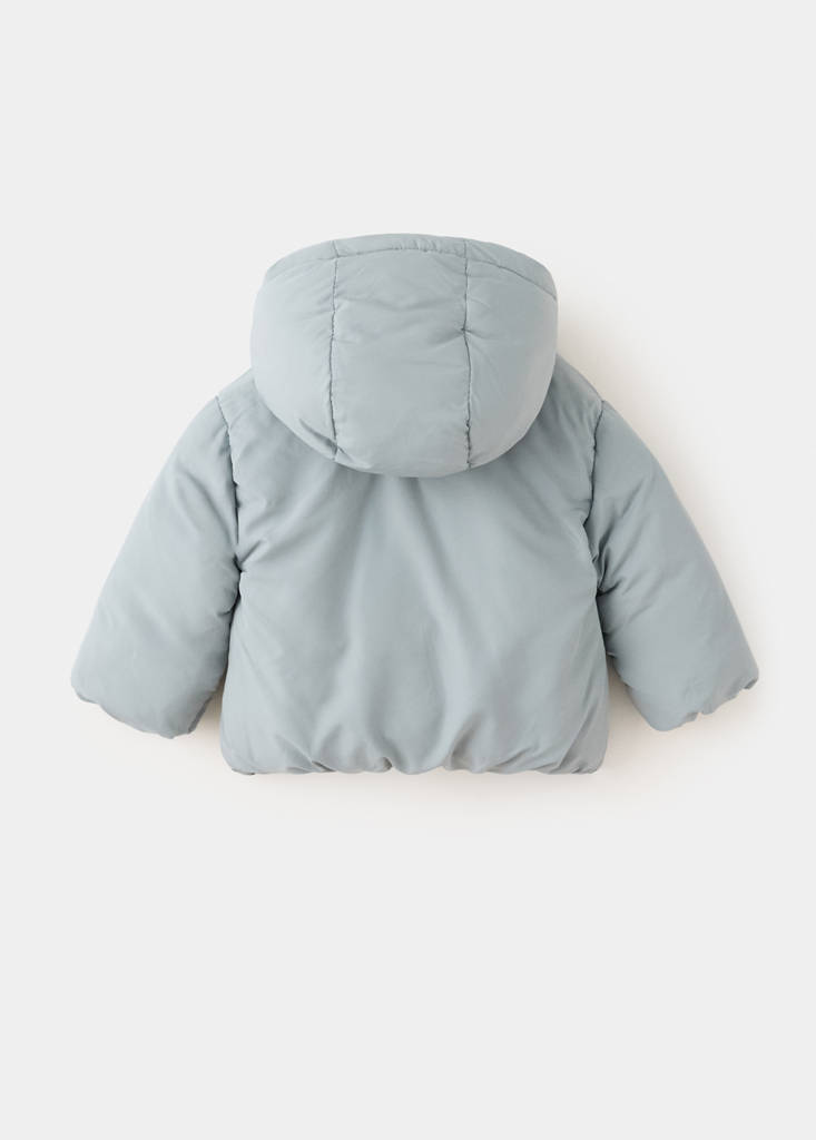 Fur-effect quilted coat — Green