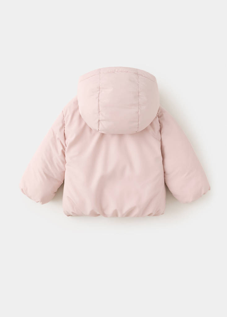 Fur-effect quilted coat — Pink