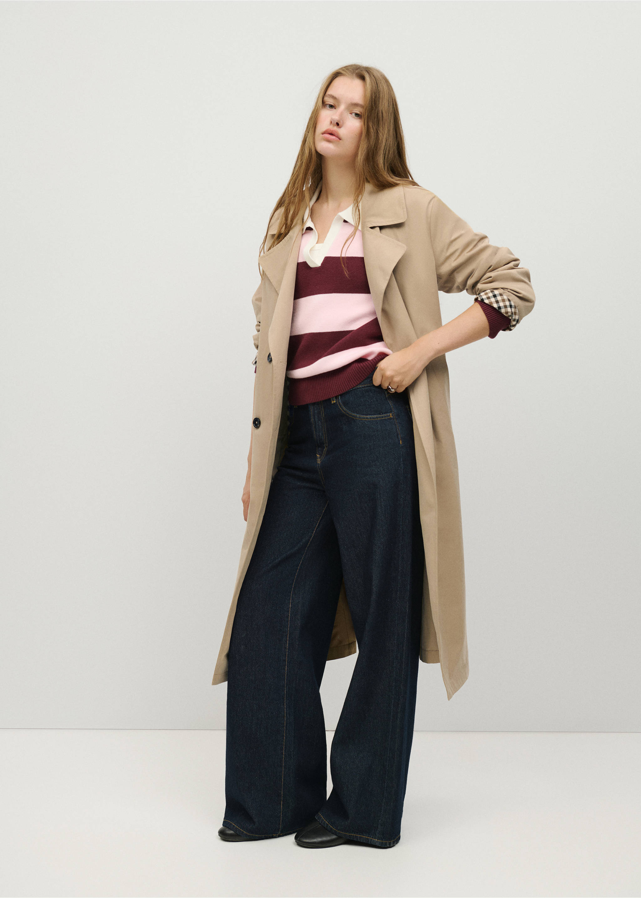 Double-breasted belted trench coat - General plane, Beige. Ref: 37085150-01.