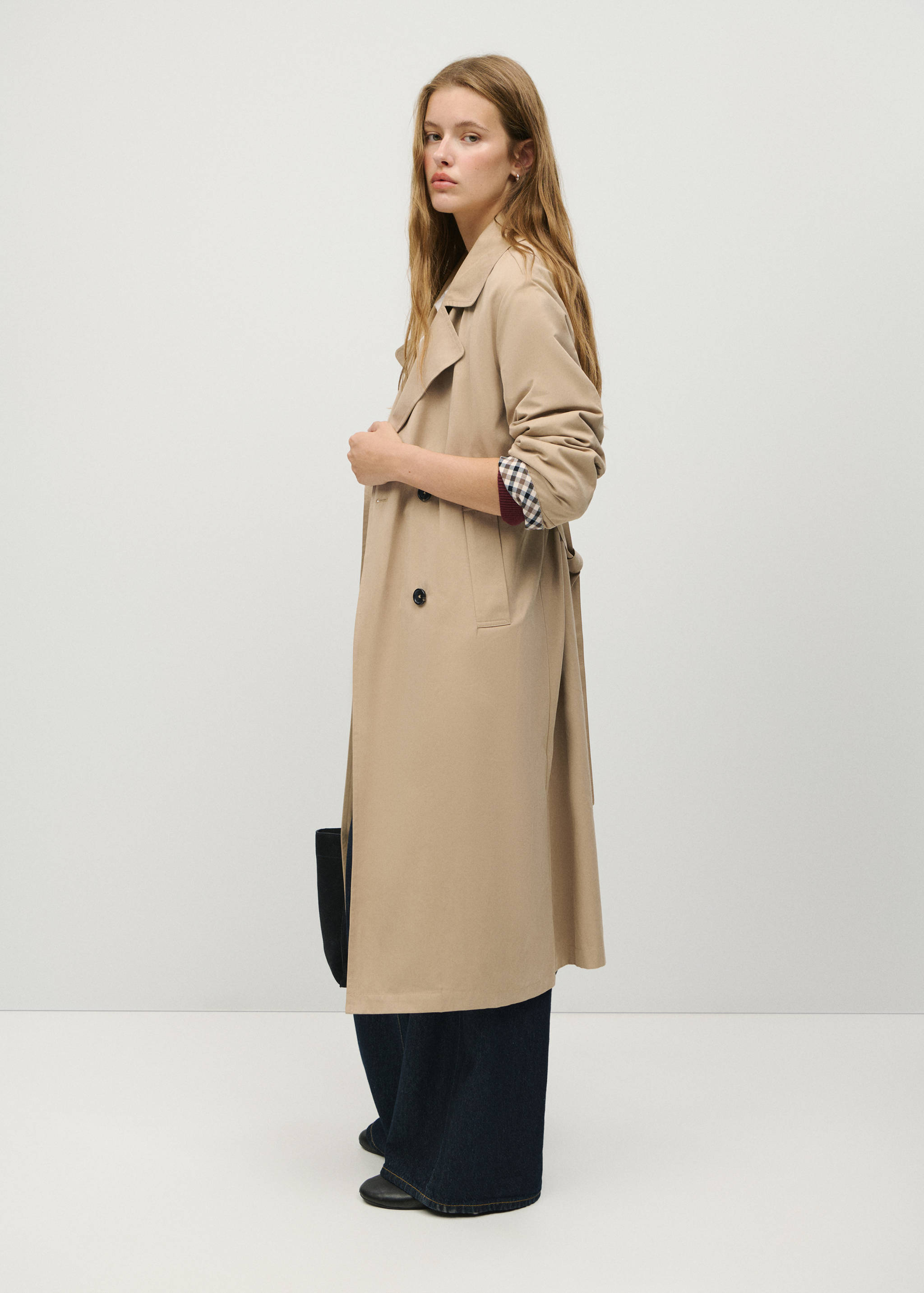 Double-breasted belted trench coat - Medium plane