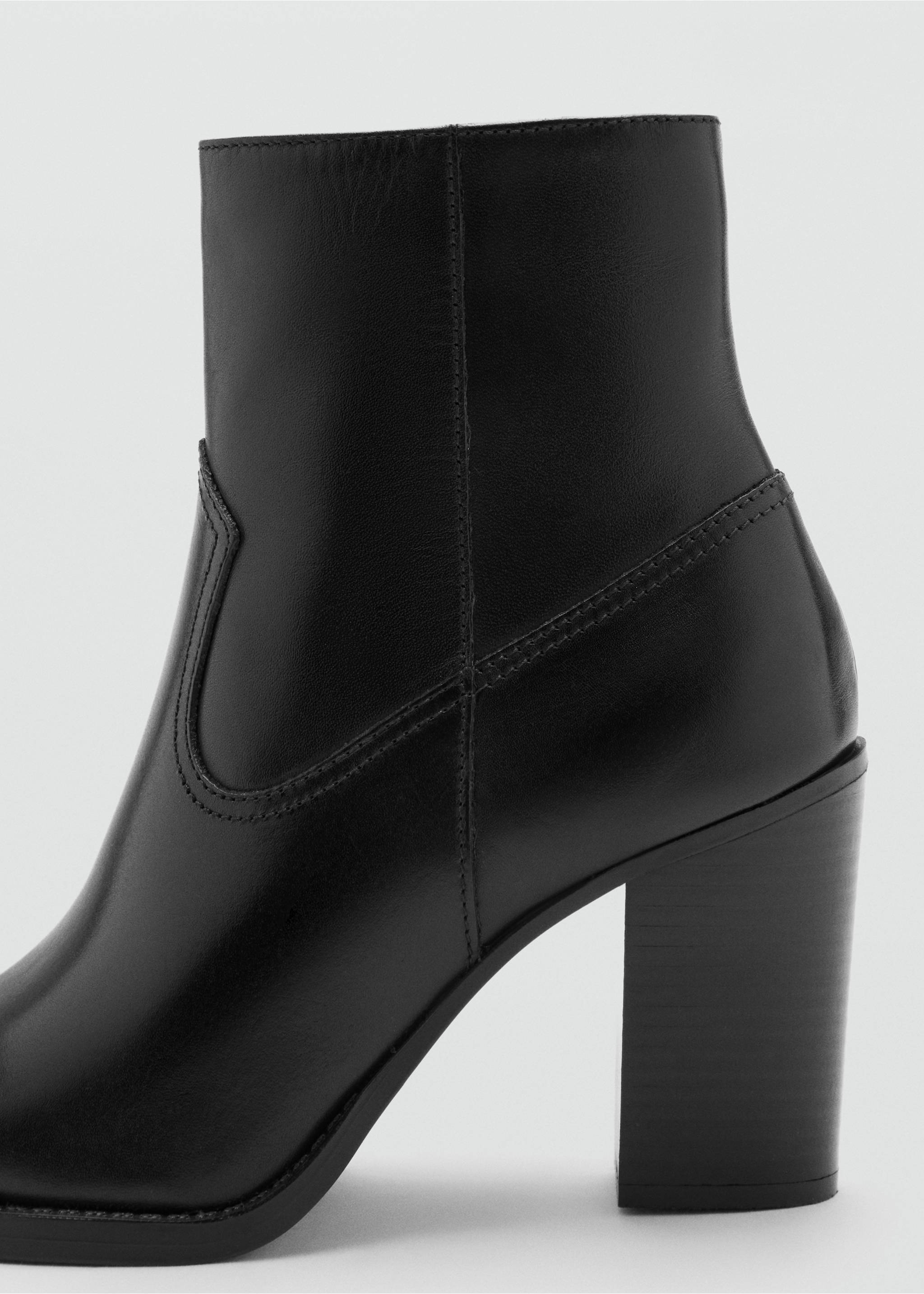 Pointed-toe leather ankle boots with heels - Details of the article 1, Black. Ref: 37085152-00.