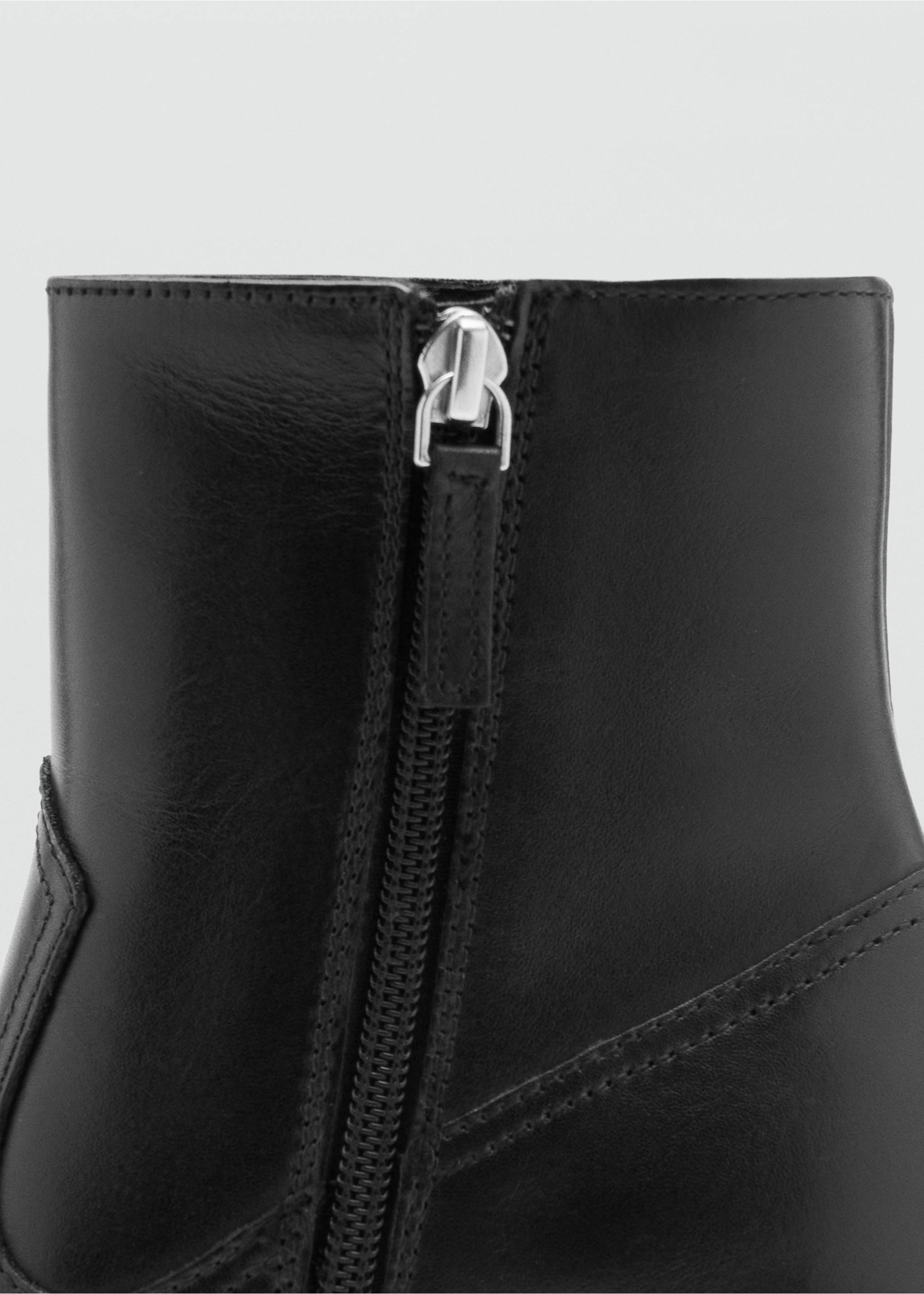 Pointed-toe leather ankle boots with heels - Details of the article 3, Black. Ref: 37085152-00.