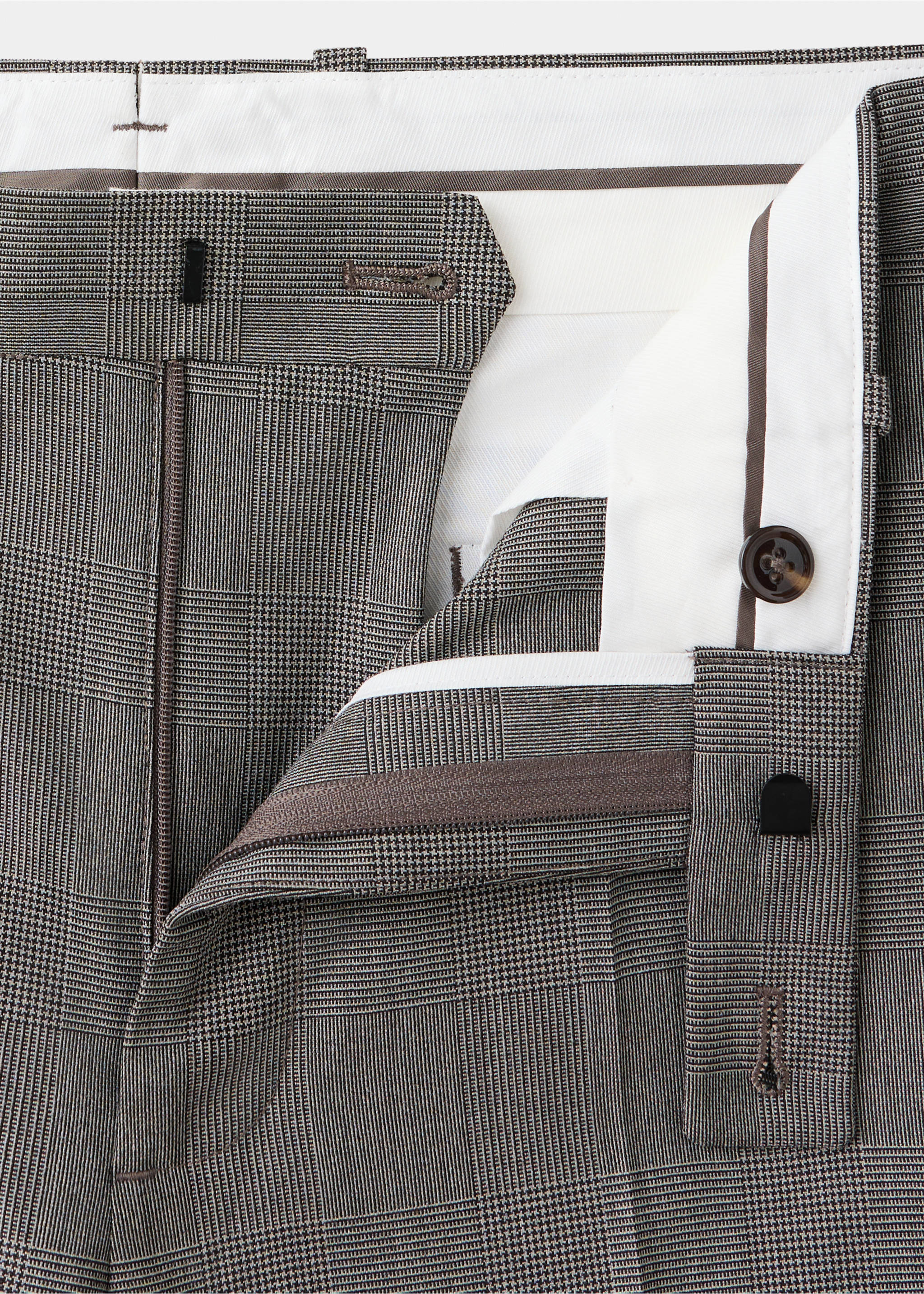 Milan slim-fit suit trousers - Details of the article 8, Brown. Ref: 37085153-00.