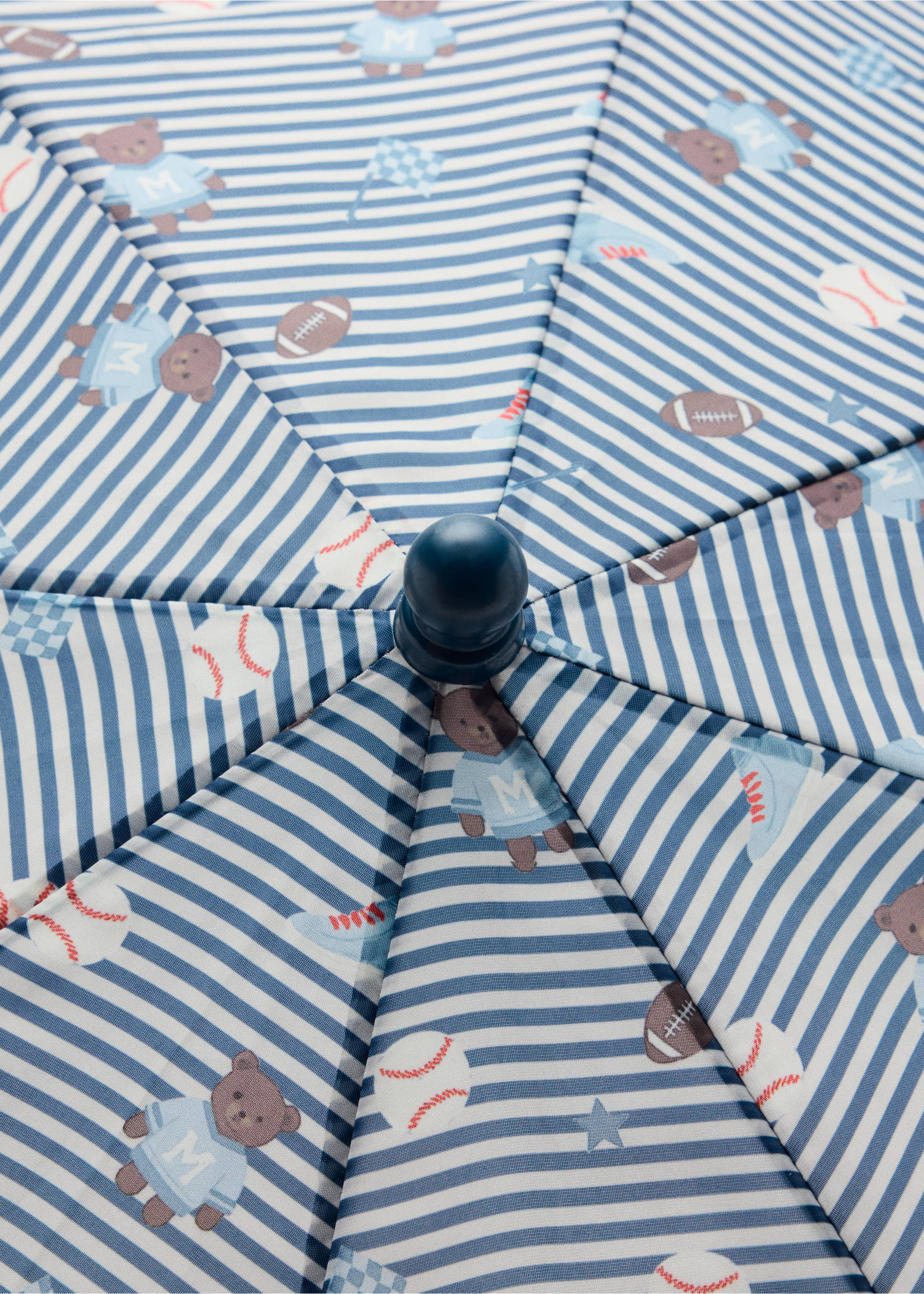Striped bear print umbrella - Details of the article 1, Sky Blue. Ref: 37085156-00.