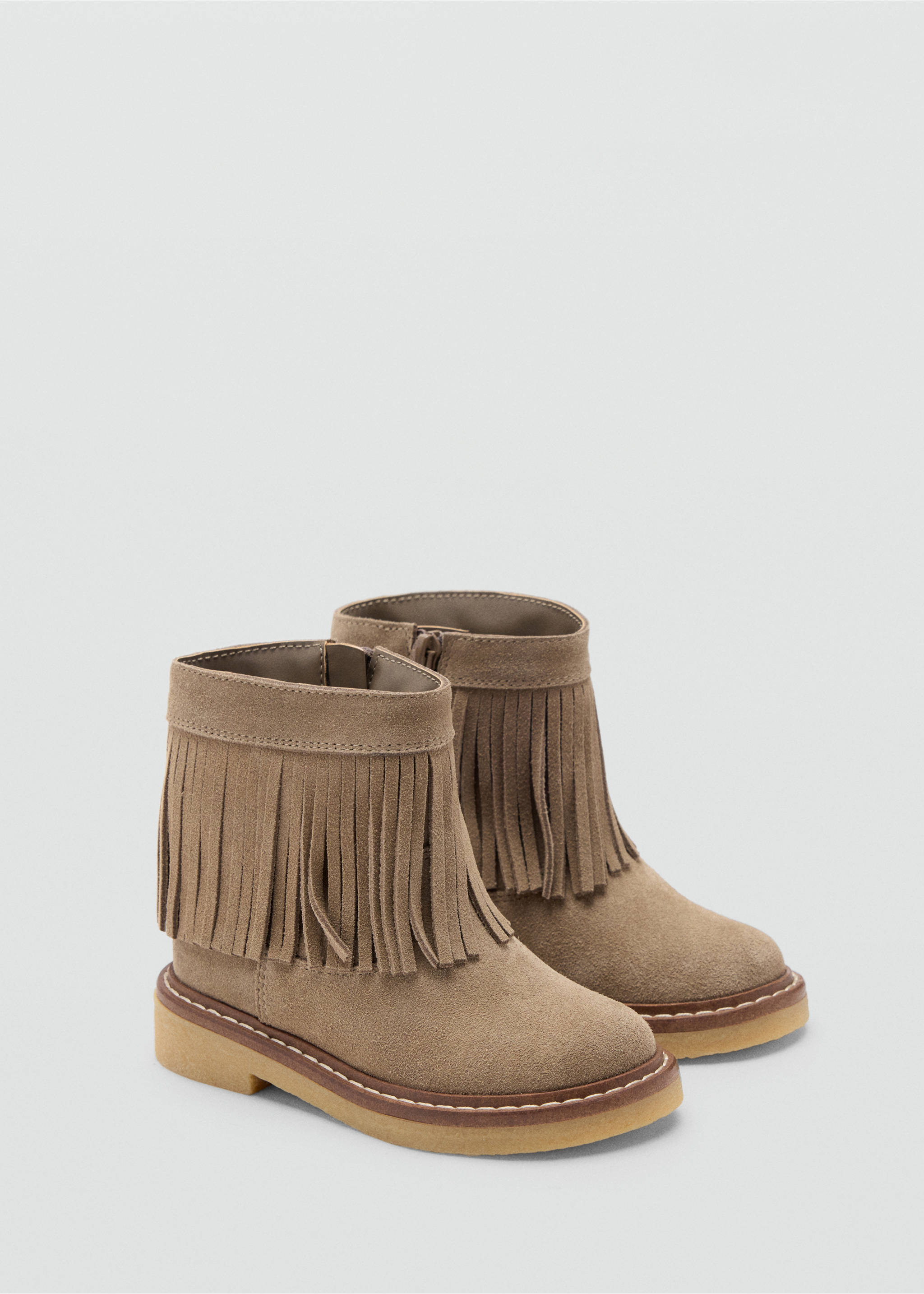 Fringed leather boots - Medium plane, Sand. Ref: 37085158-00.
