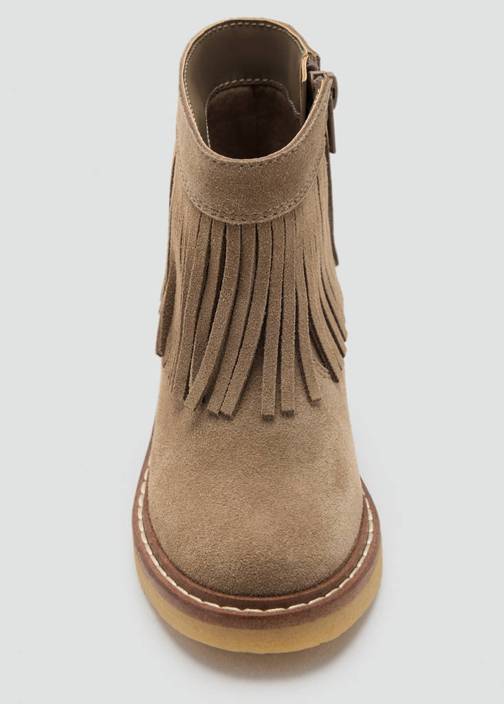 Fringed leather boots — Sand