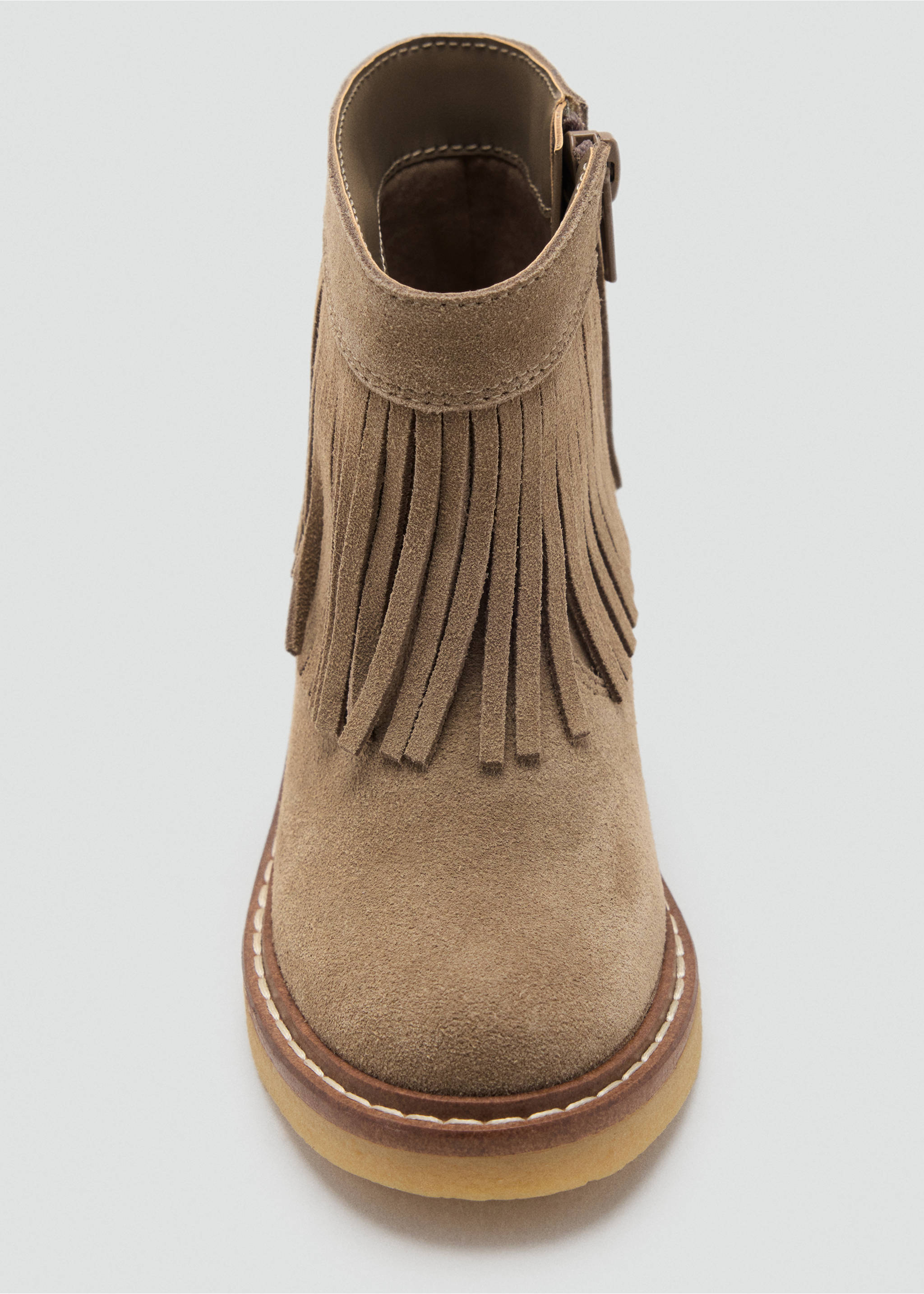 Fringed leather boots - Details of the article 3, Sand. Ref: 37085158-00.