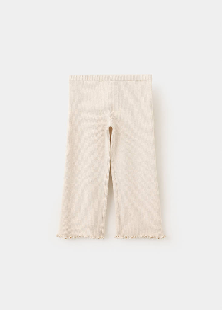 Ribbed knit trousers — Beige