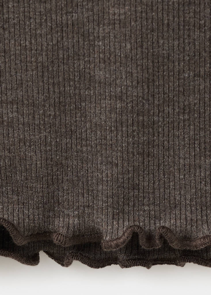 Knitted trousers with scalloped detailing — Chocolate