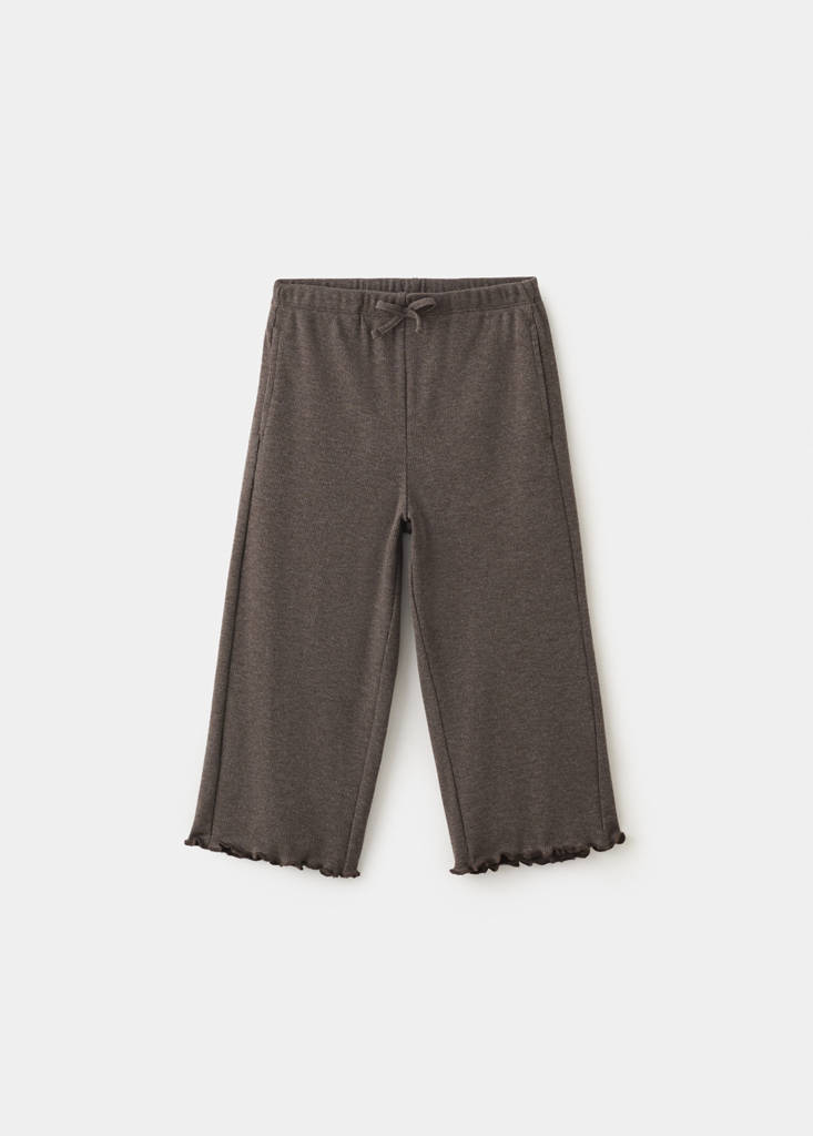 Knitted trousers with scalloped detailing — Chocolate