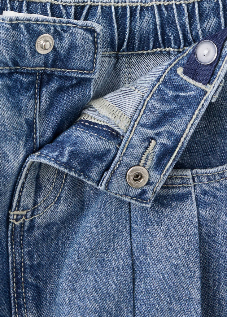 Pleated denim skirt — Medium Blue