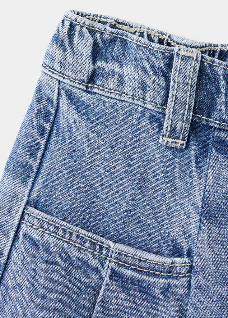 Pleated denim skirt — Medium Blue