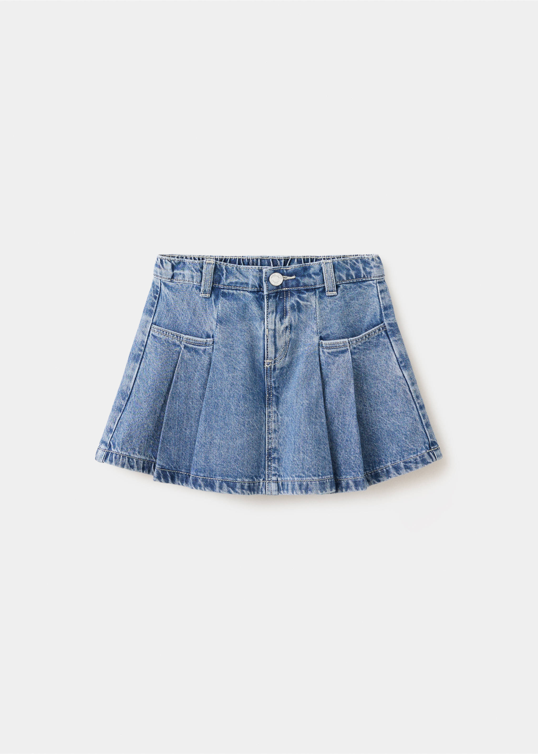 Pleated denim skirt - Article without model, Medium Blue. Ref: 37085163-00.
