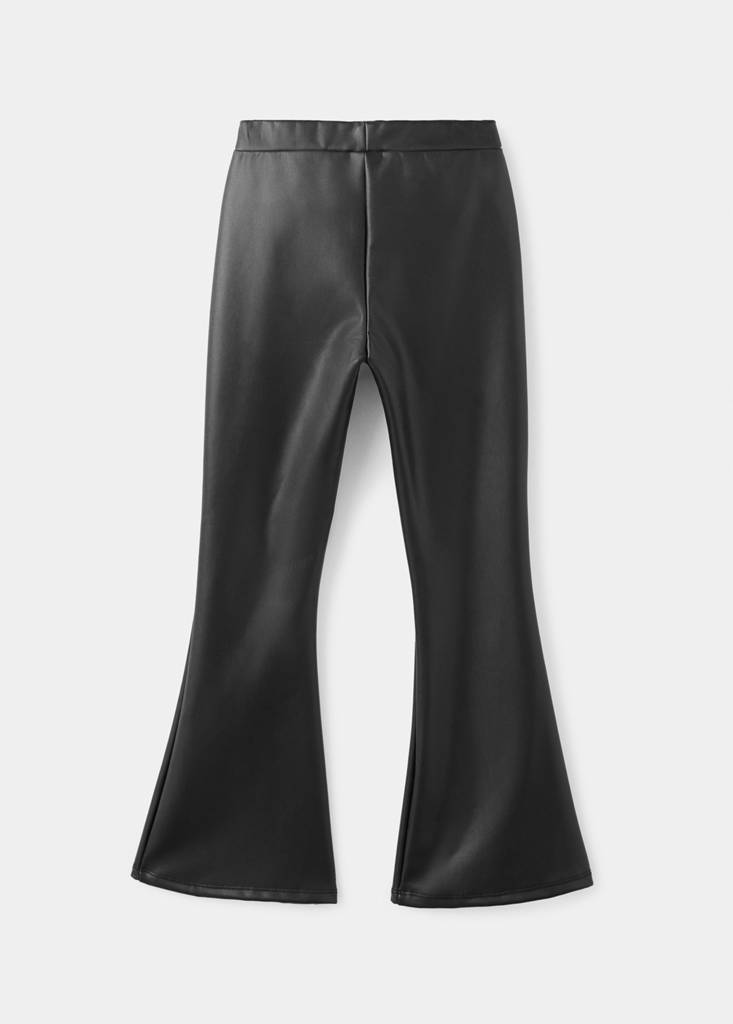 Flared faux leather leggings — Black
