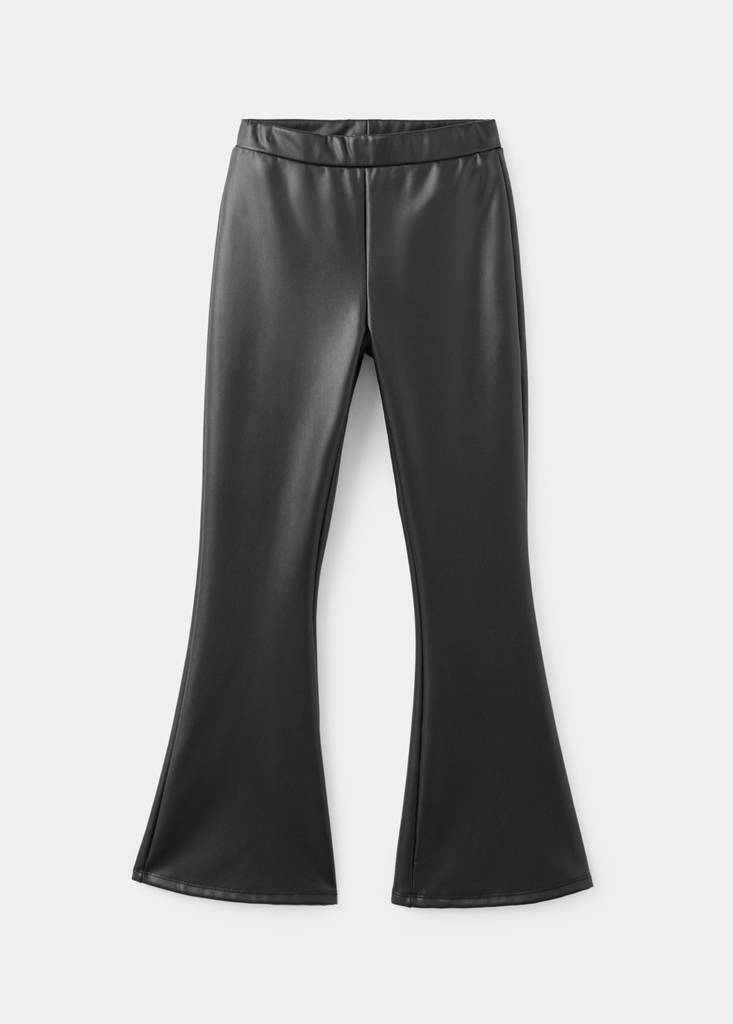 Flared faux leather leggings — Black