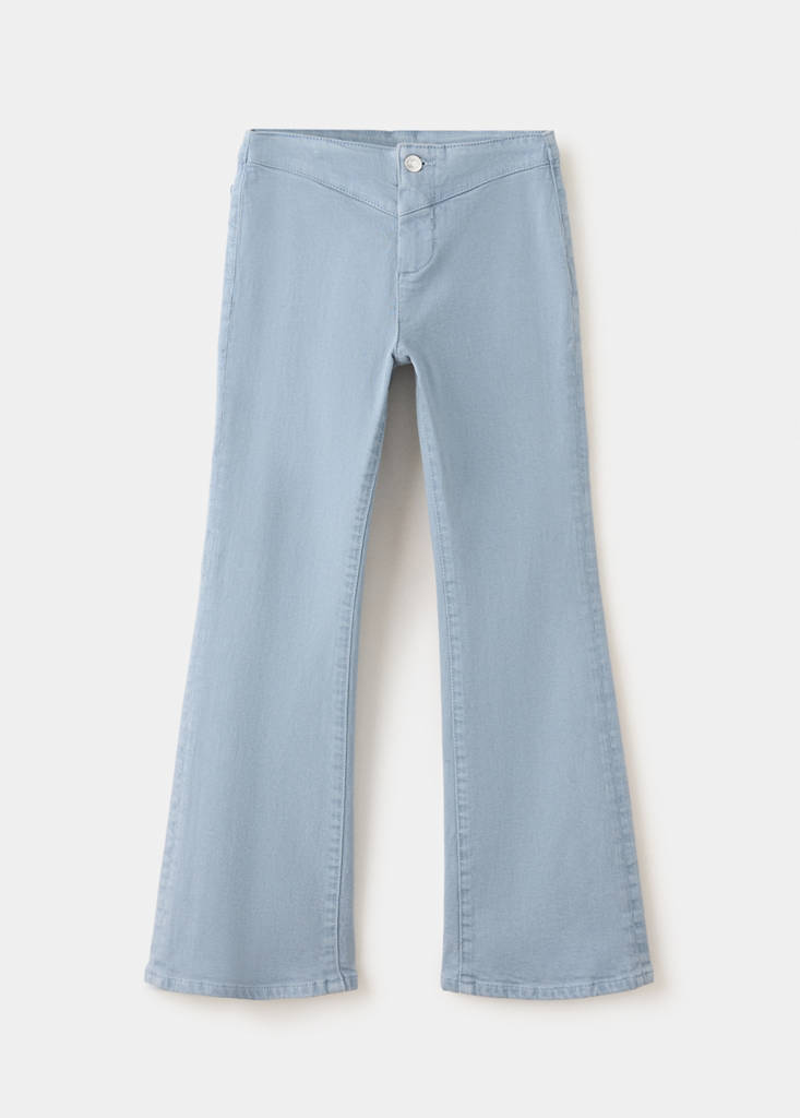Mid-rise flared jeans with seam detail — China Blue