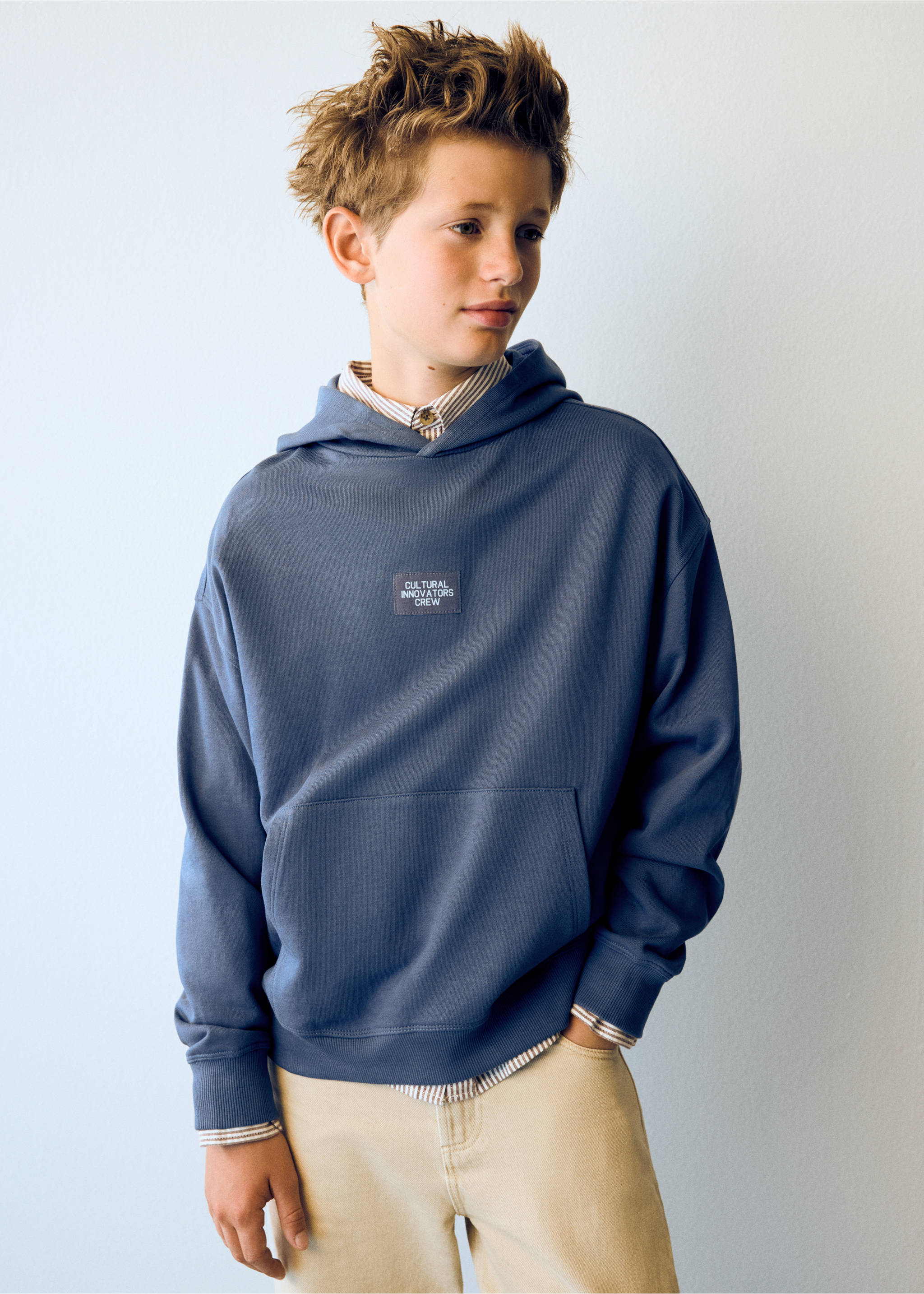 Hoodie mit Washed-Effekt - Allgemeine Ansicht, Blau. Ref: 37085166-00.