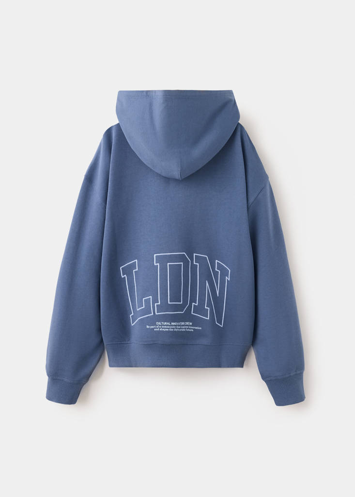 Washed-effect hooded sweatshirt — Blue