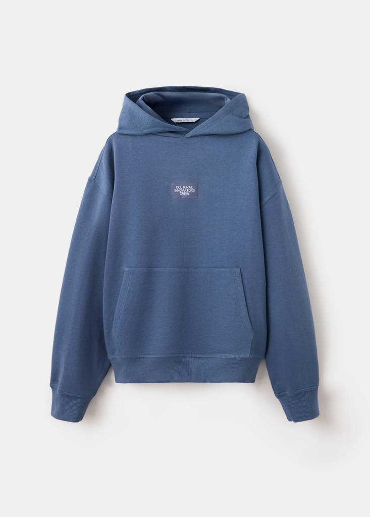 Washed-effect hooded sweatshirt — Blue