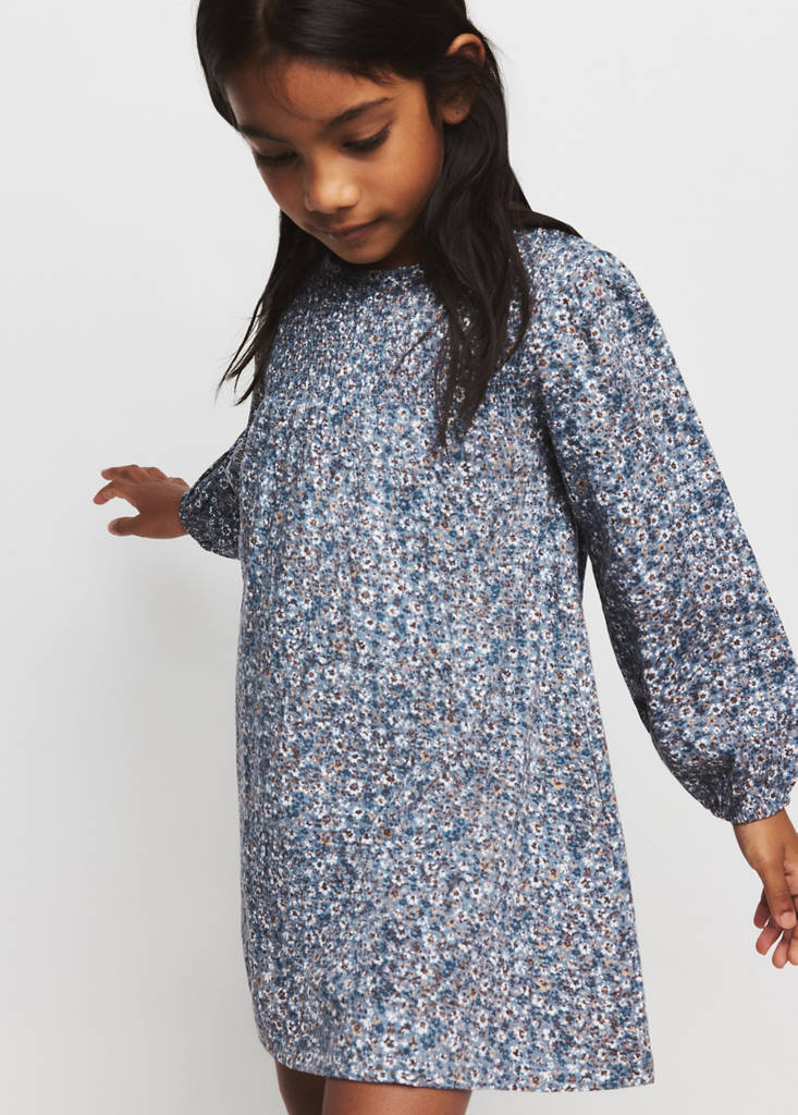 Ruched floral dress — Blue