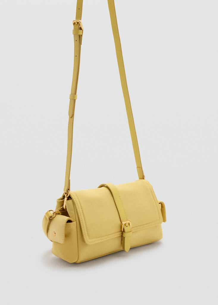 Shoulder bag with pockets and buckle — Pastel Yellow