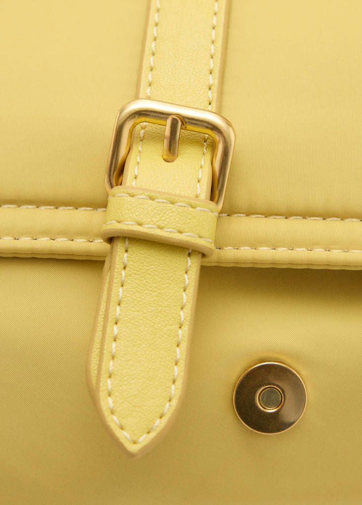 Shoulder bag with pockets and buckle — Pastel Yellow