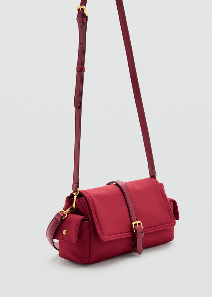 Shoulder bag with pockets and buckle — Red