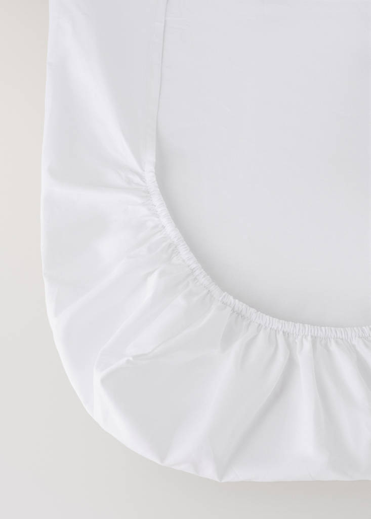 Mini cot fitted sheet in cotton percale piqué — White
