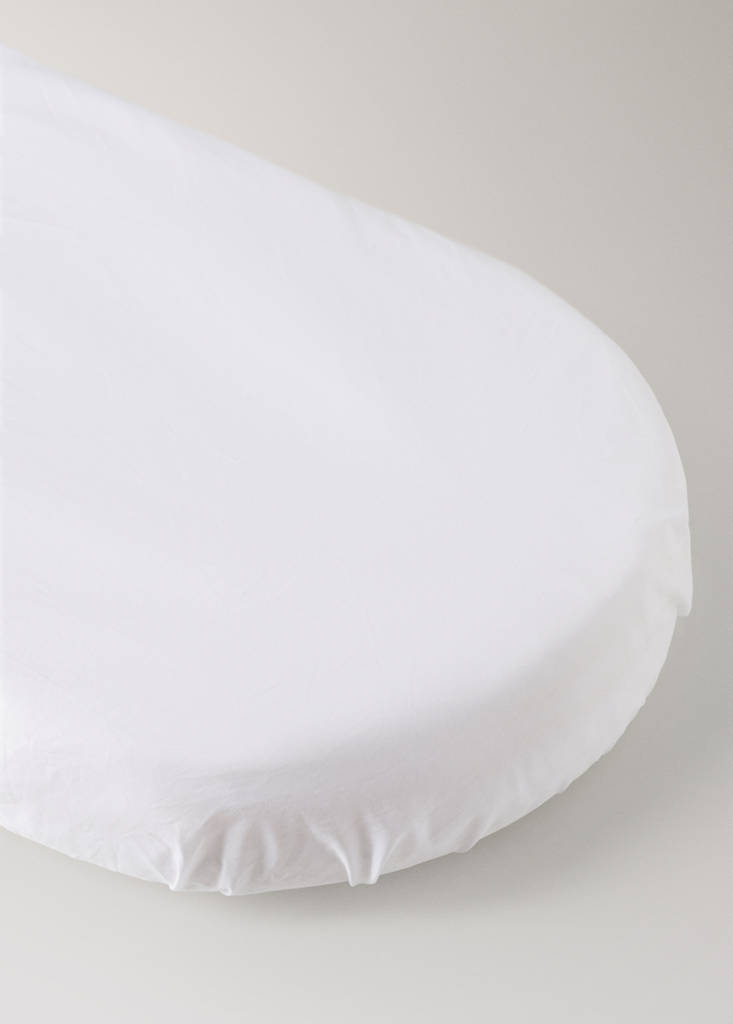 Mini cot fitted sheet in cotton percale piqué — White