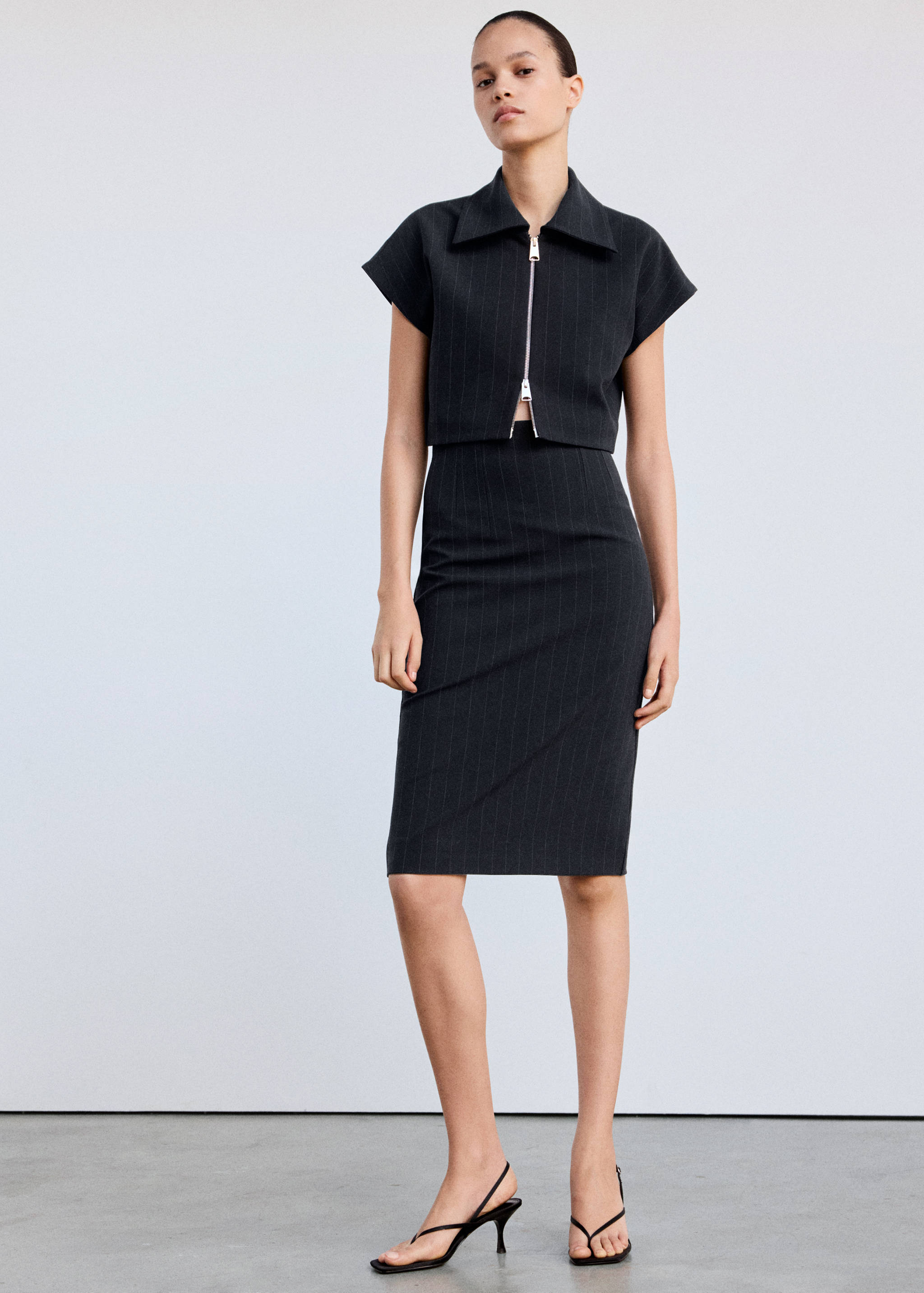 Midi pinstripe skirt - General plane