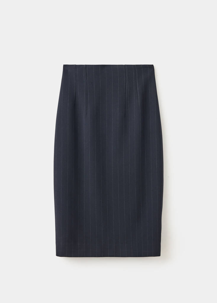 Midi pinstripe skirt — Navy