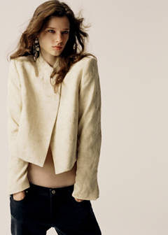 Jacquard blazer with button closure — Ivory White 1